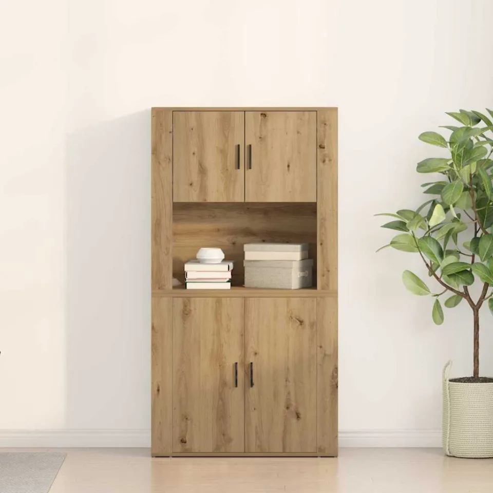vidaXL Hoge kast Artisan Eiken 80 x 33 x 150 cm Bewerkt hout, foto 3
