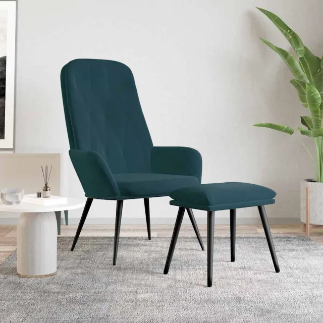 vidaXL Relaxstoel met voetenbank fluweel blauw