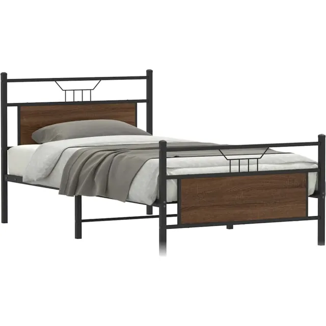 vidaXL Bedframe zonder matras 107x203 cm spaanplaat bruin eikenkleurig