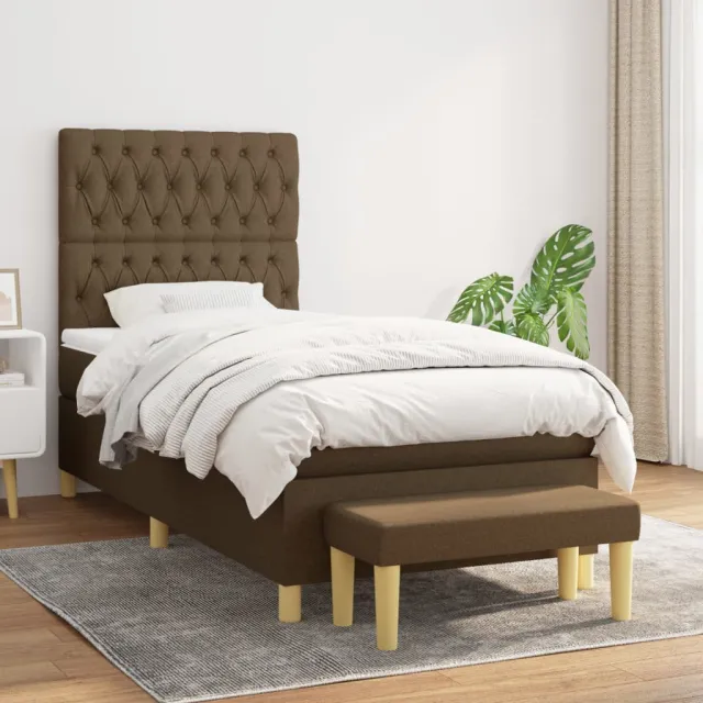 vidaXL Boxspring met matras stof donkerbruin 90x190 cm bruin