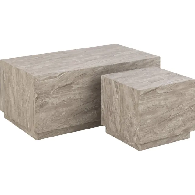 Giga Living Salontafel Lima MDF Grijs Marmerlook Set van 2 - Giga Living