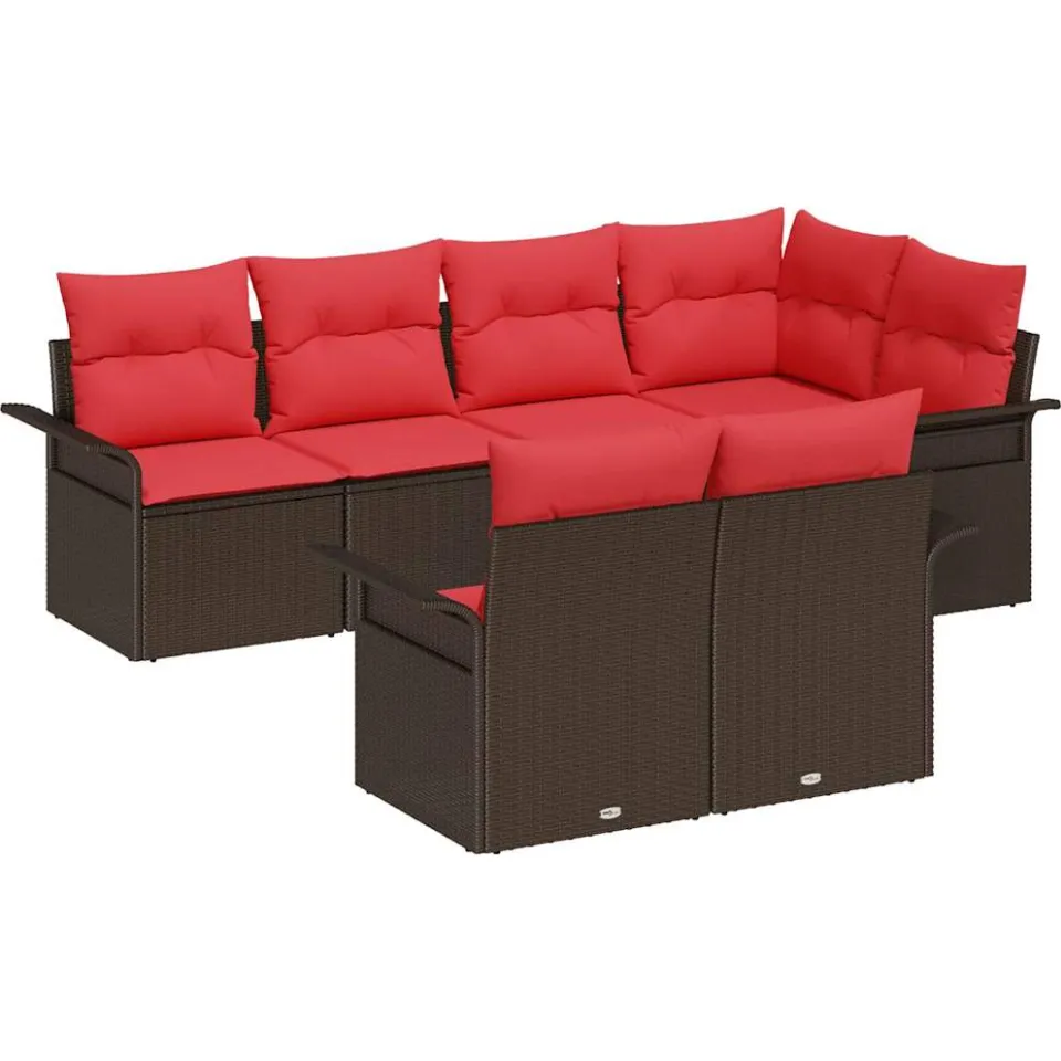 vidaXL Tuin Sofa Set 7 st Bruin poly rattan