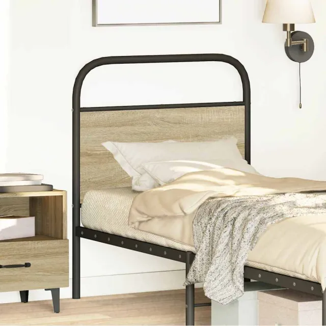 vidaXL Vervangend hoofdbord 80 cm staal en bewerkt hout sonoma eikenkleurig Bruin