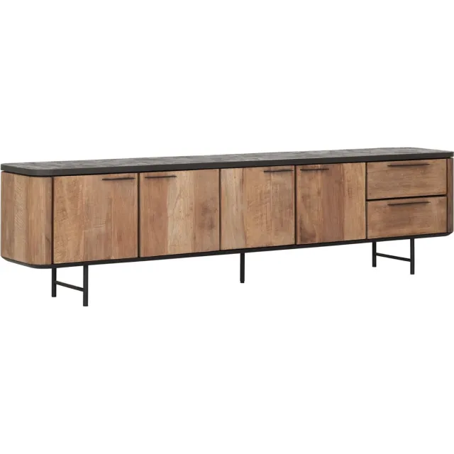DTP Home Soho tv-meubel teakhout en Mortex naturel / zwart - 230 x 40 x 60 cm