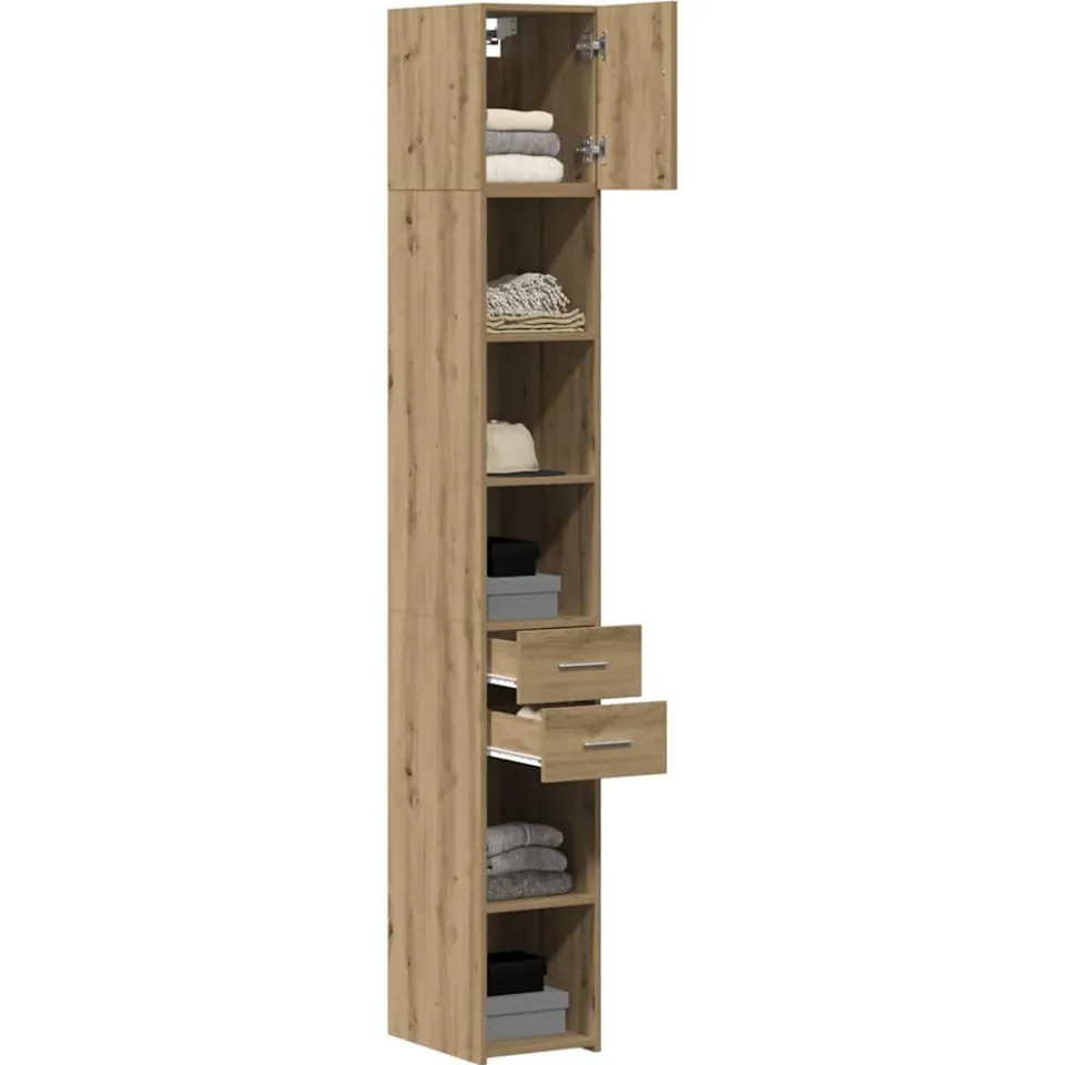vidaXL Opbergkast 2 st Artisan Eiken 30 x 42,5 x 225 cm Bruin