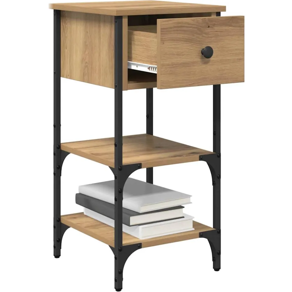 vidaXL Nachtkastje Bruin 33,5 x 36 x 70 cm Geconstrueerd hout Beige