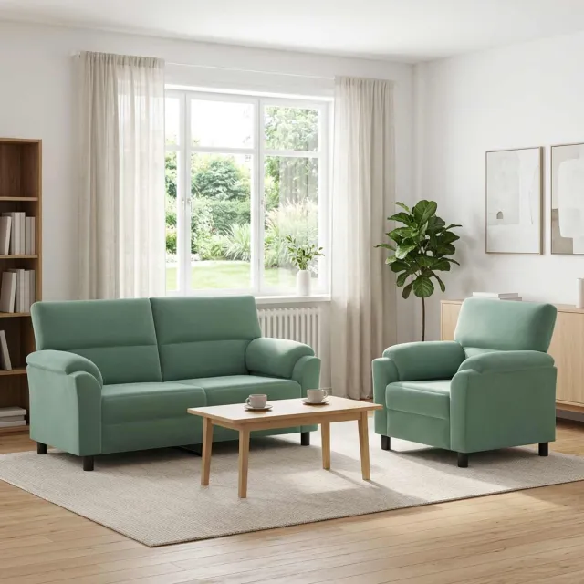 vidaXL Bankstel 2 st 3-zits Zeegroen 174 x 85 x 93 cm fluweel