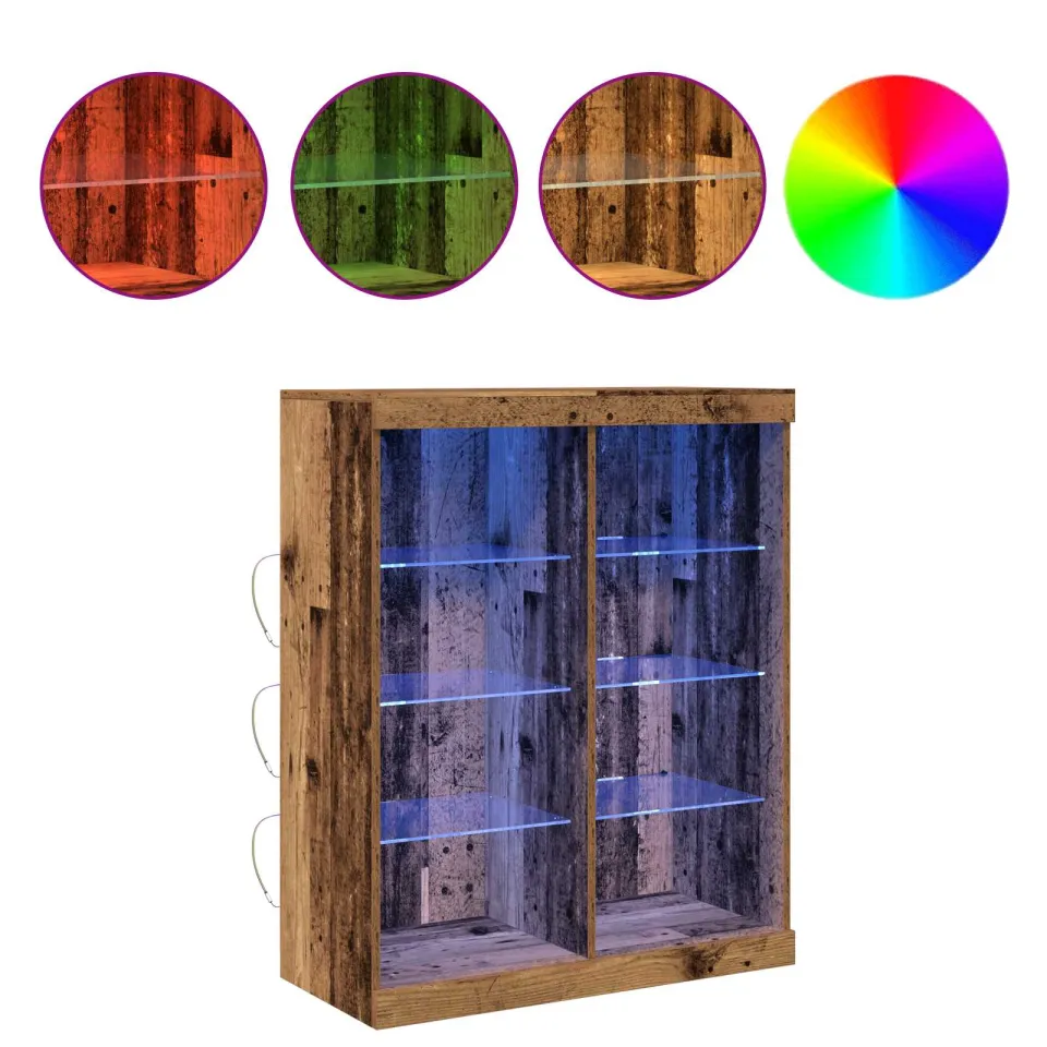 vidaXL LED Sideboard Oud hout 81 x 37 x 100 cm Bewerkt hout bruin, foto 3