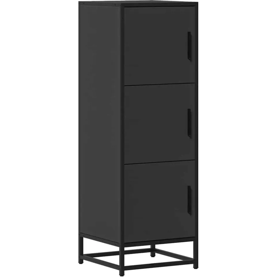 vidaXL Hoge kast 35,5x35x106,5 cm bewerkt hout en metaal zwart, foto 3