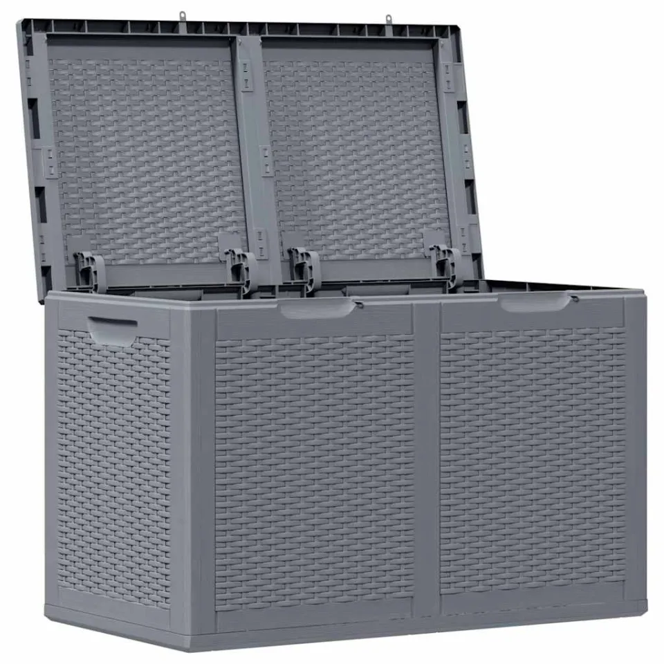vidaXL Tuinbox 180 L PP rattan grijs, foto 4