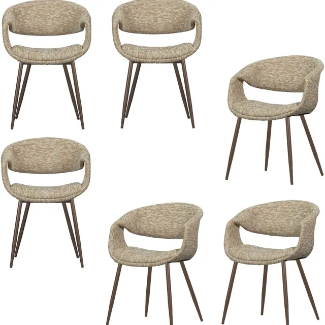 WOOOD Yossi Eetkamerstoelen Met Metalen Koper Poot - Zand - Set van 6