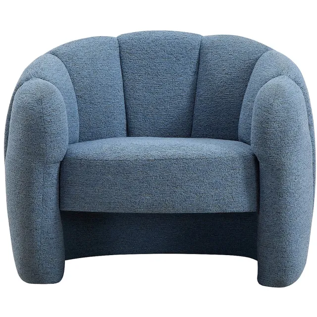 Vente-unique Schelpvormige fauteuil in blauwe chenillestof DELIPO