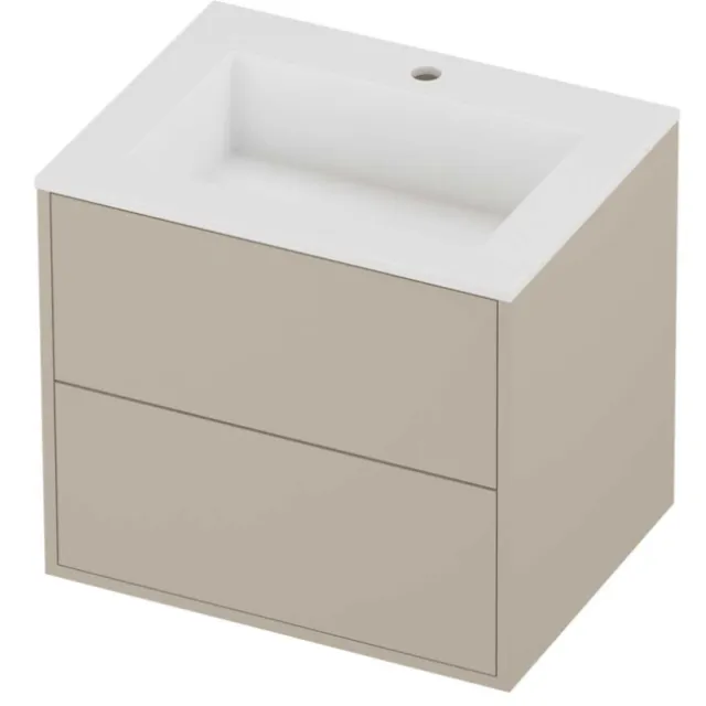 Proline Aristo Badmeubelset Polystone Elegant In Kader 60x46x54 cm Mat White Soft Linen Beige