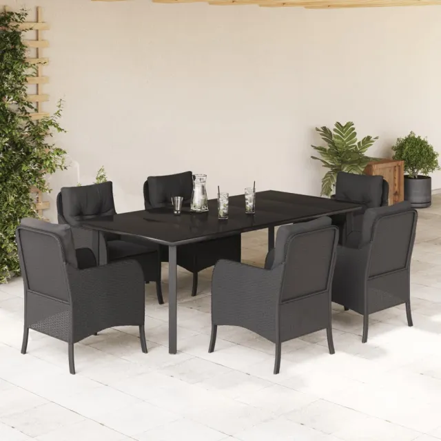 vidaXL 7-delige Tuinset met kussens poly rattan zwart, foto 2