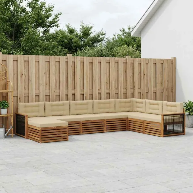 vidaXL Buiten bankenset 8 st 7-zits Natuurlijk en Beige