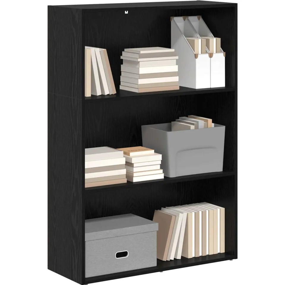 vidaXL Boekenkast 80 x 30 x 114 cm Bewerkt hout Zwart Eiken
