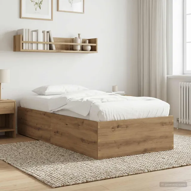 vidaXL Vloerbedframe Artisanaal eiken 80 x 200 cm Bewerkt hout Bruin