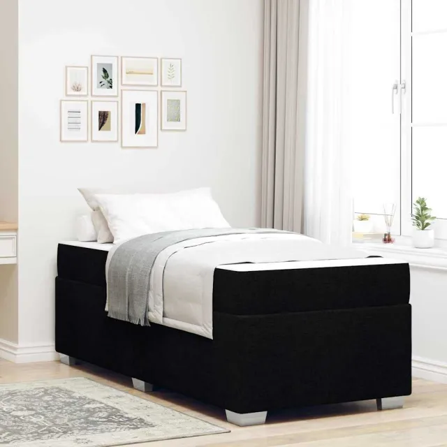 vidaXL Bedframe met matras Zwart 100 x 200 cm Stof