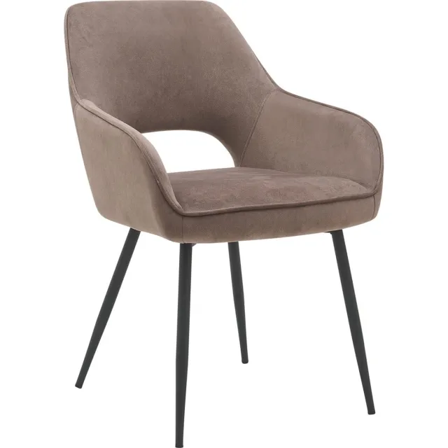 Home67 Eetkamerstoel Gina - Ramses - Taupe - Kuipstoel met Armleuningen in Scandinavische / Hotel Chique Stijl