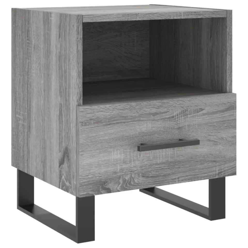 vidaXL Nachtkastje 40x35x47,5 cm bewerkt hout grijs sonoma eikenkleur, foto 3