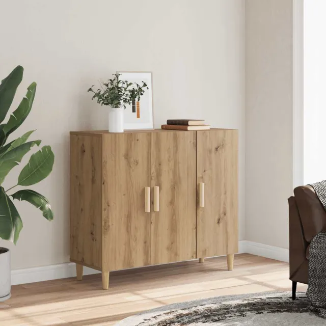 vidaXL Dressoir 90x34x80 cm bewerkt hout artisanaal eikenkleur Bruin