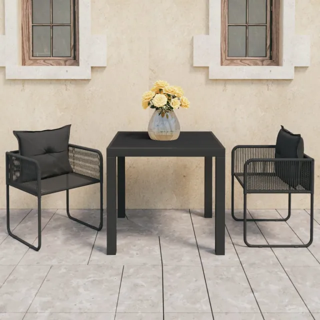 vidaXL 3-delige Tuinset PVC-rattan zwart