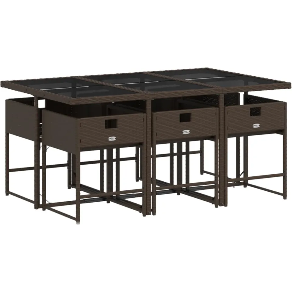 vidaXL 7-delige Tuinset met kussens poly rattan bruin, foto 3