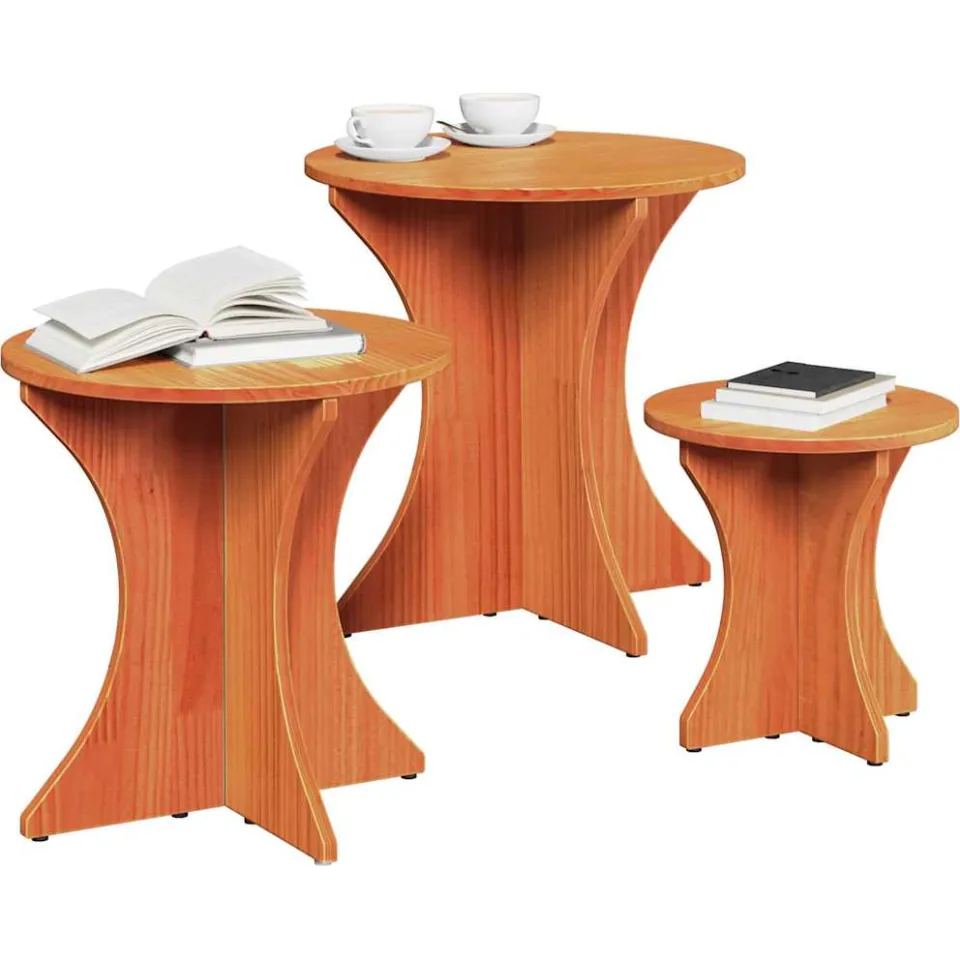 vidaXL Salontafel 3 st Wasbruin 46 x 46 x 47 cm bruin, foto 2