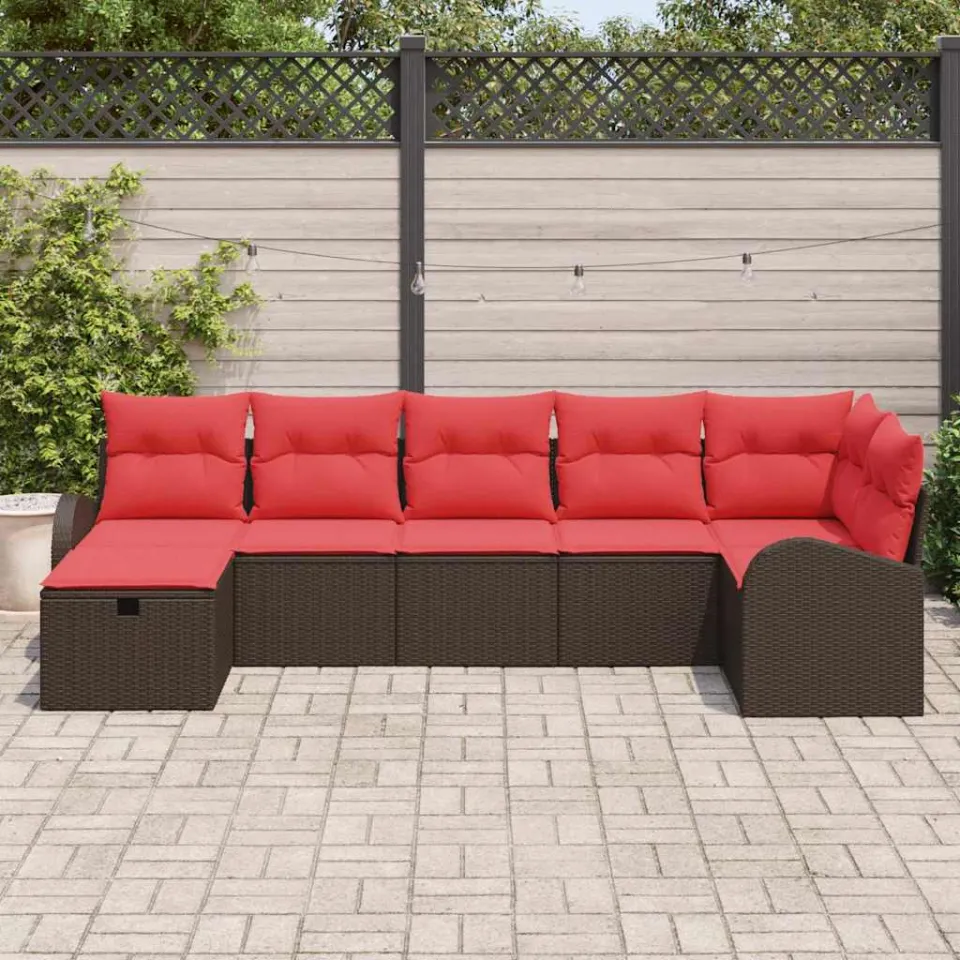 vidaXL Tuin Sofa Set 7 st Bruin poly rattan, foto 3