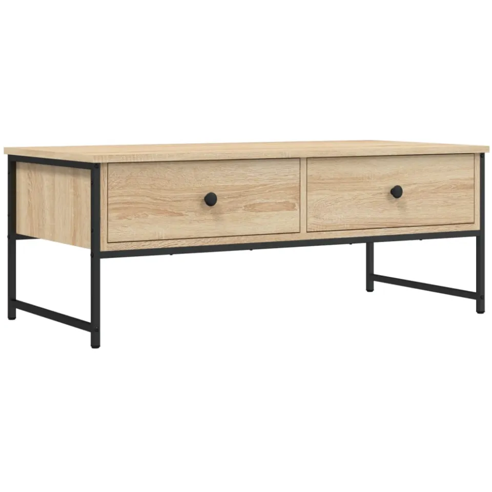 vidaXL Salontafel 101x49x39,5 cm bewerkt hout sonoma eikenkleurig Bruin