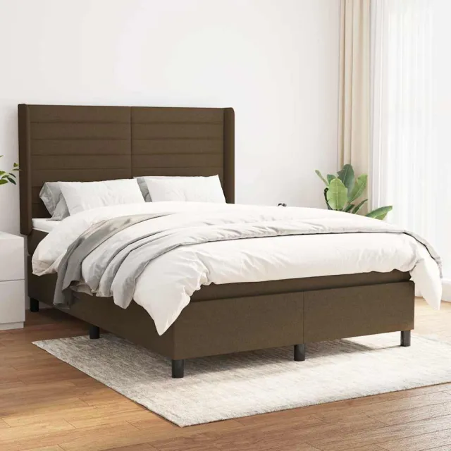 vidaXL Boxspring met matras stof donkerbruin 140x200 cm bruin