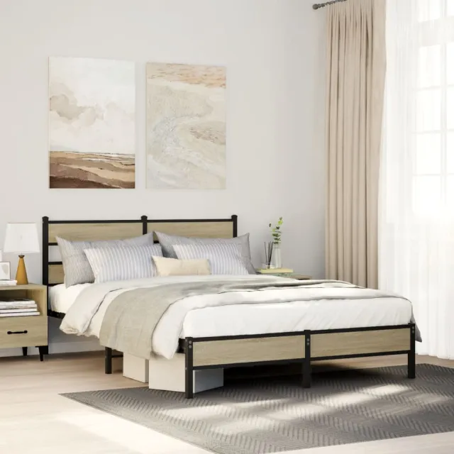 vidaXL Bedframe zonder matras hout sonoma eikenkleurig 150x200 cm