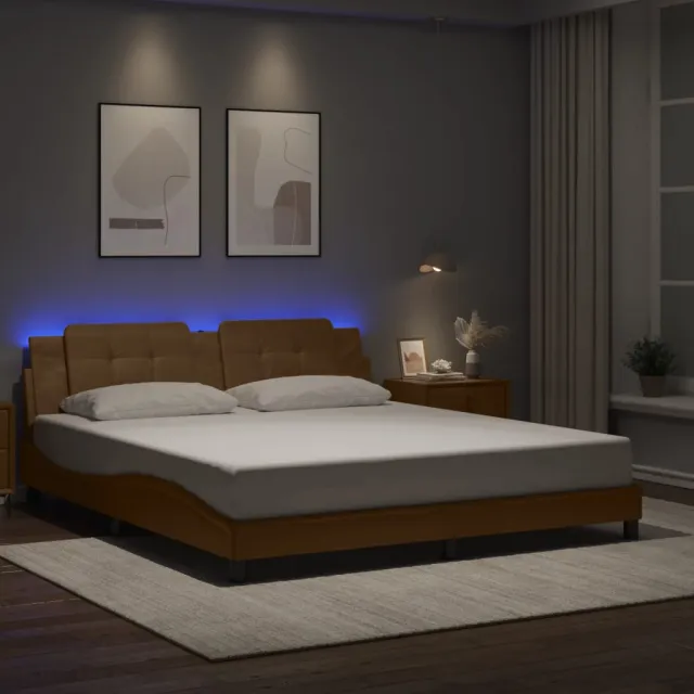 vidaXL Bedframe met LED zonder matras "Zadar" cappuccino 180x200 cm Bruin