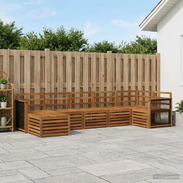 vidaXL Buiten bankenset 7 st 6-zits Naturel Massief Acaciahout