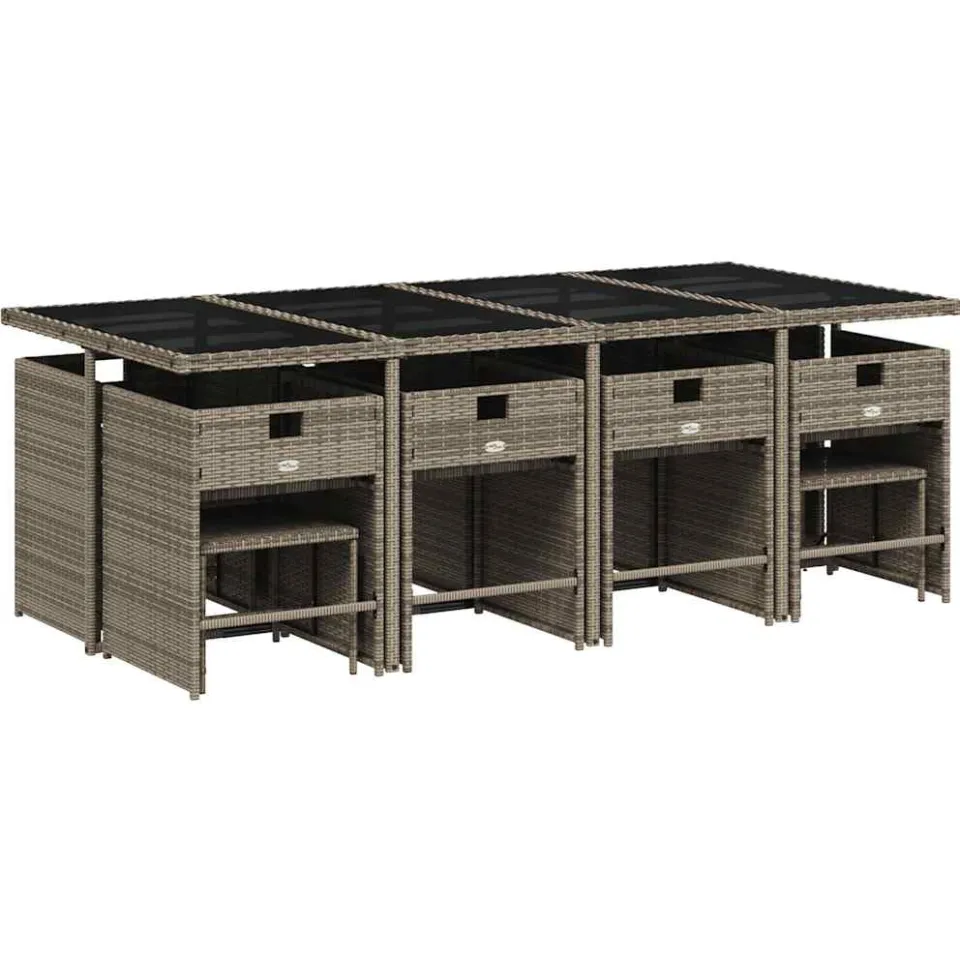 vidaXL 13-delige Tuinset met kussens poly rattan grijs, foto 4