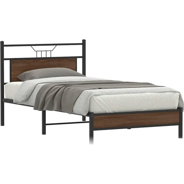 vidaXL Bedframe zonder matras bewerkt hout bruin eikenkleur 100x190 cm