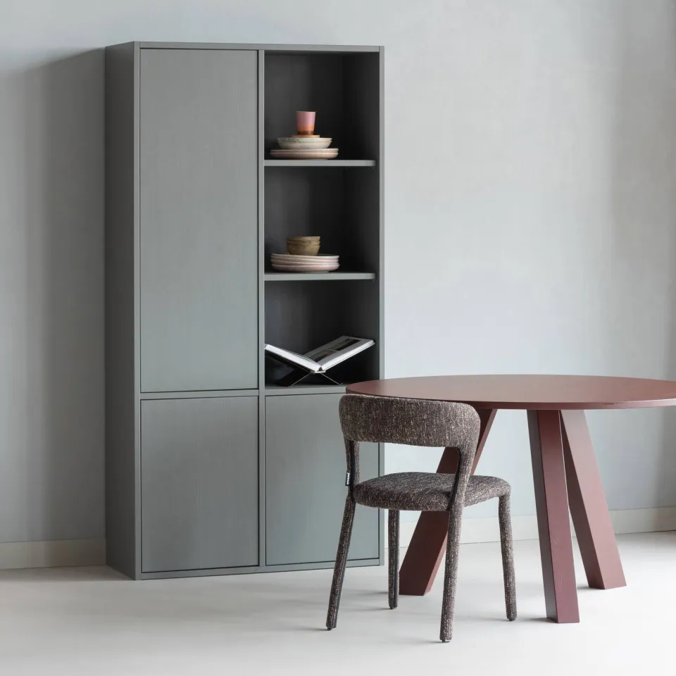 WOOOD Rhonda Eettafel Ø120 CM - Eiken - Bordeauxrood - 75x129x129, foto 2