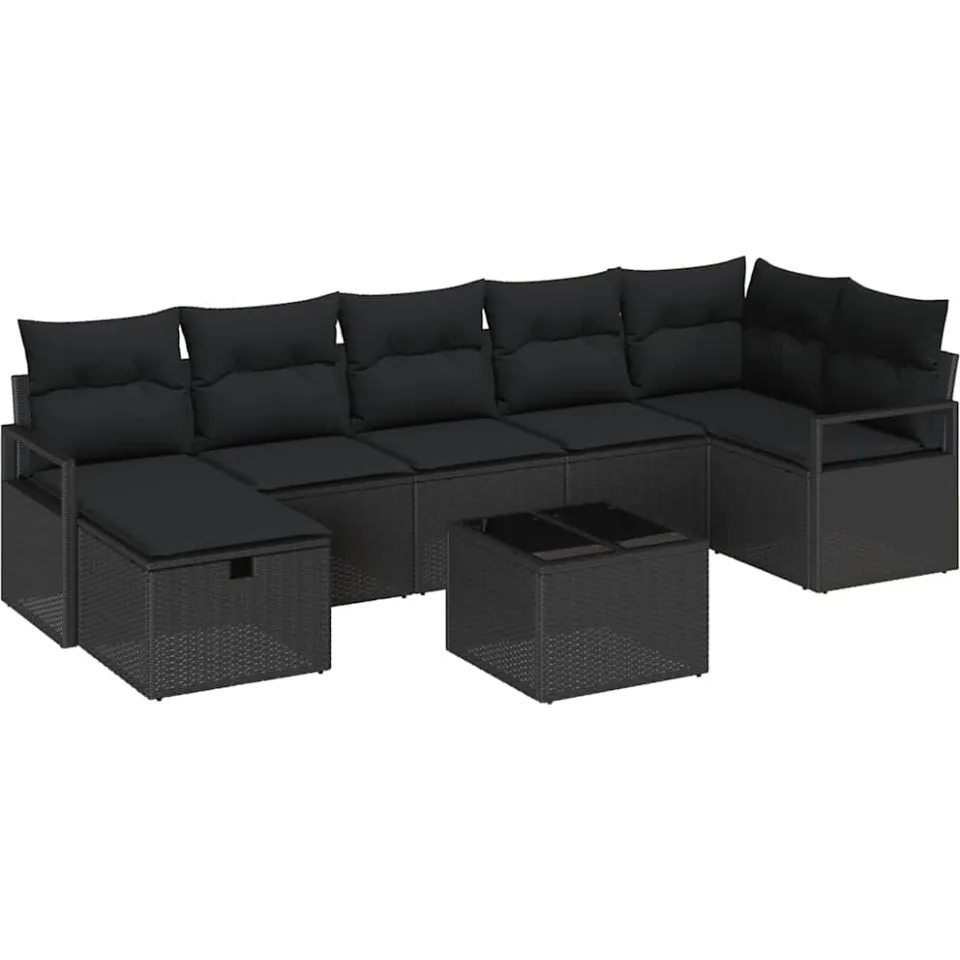 vidaXL Bankstel 5 st poly rattan Zwart