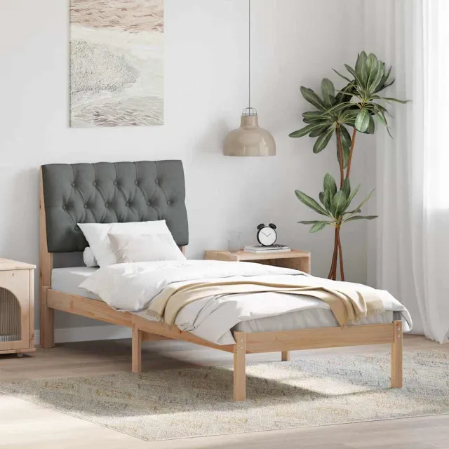 vidaXL Bedframe met Gevoerd Hoofdgedeelte Bruin 75 x 190 cm
