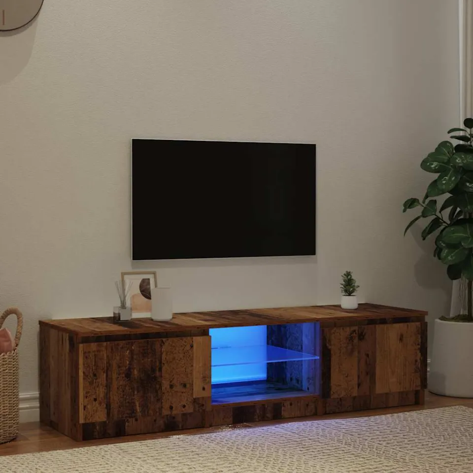 vidaXL Tv-meubel met LED 140x40x36 cm bewerkt hout oud houtkleurig bruin, foto 2