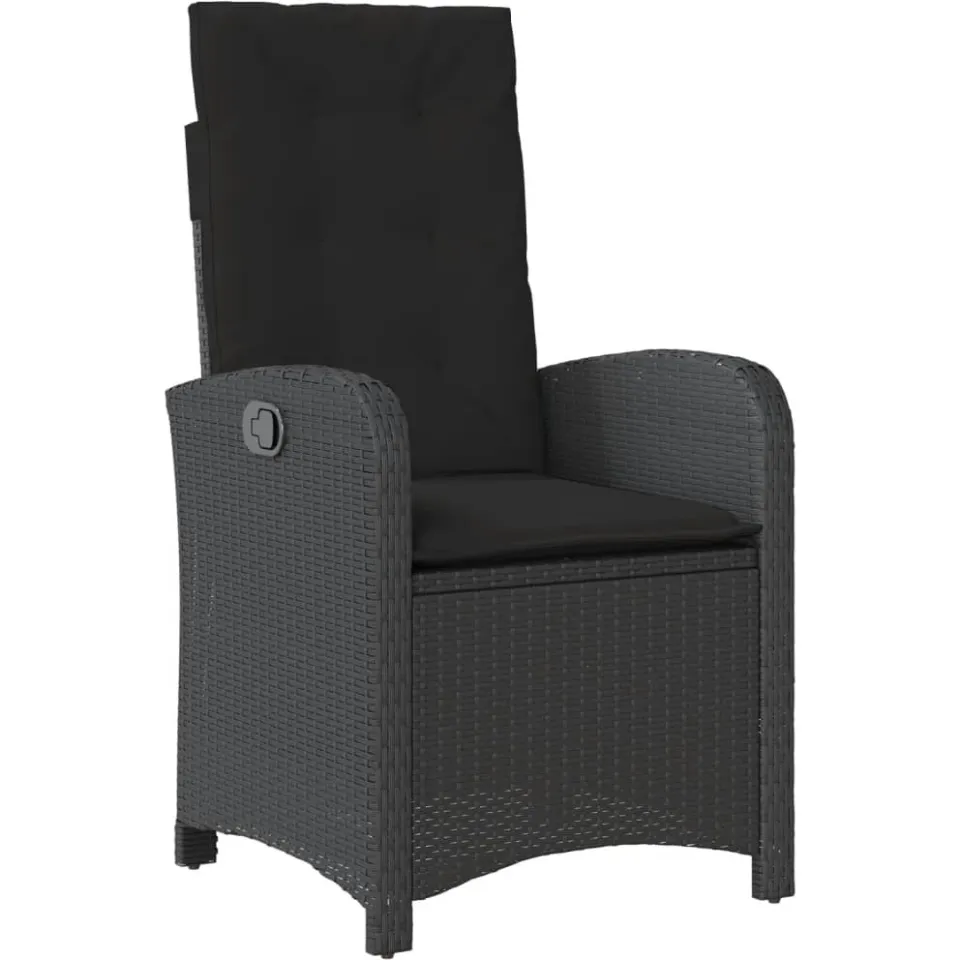vidaXL 3-delige Tuinset met kussens poly rattan zwart, foto 4