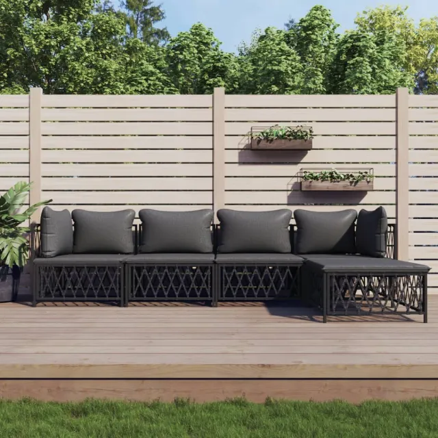 vidaXL 5-delige Loungeset met kussens staal antracietkleurig, foto 2