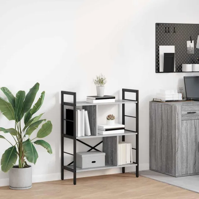 vidaXL Boekenkast 5-laags 75 x 30 x 91 cm Bewerkt hout Grijs Sonoma, foto 2