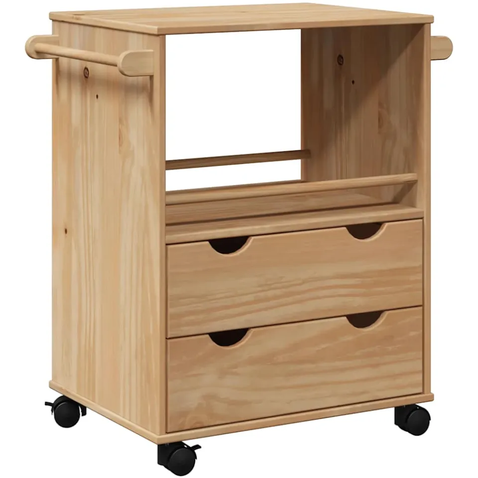 vidaXL Keukentrolley OTTA 59x45x80 cm massief grenenhout bruin, foto 3