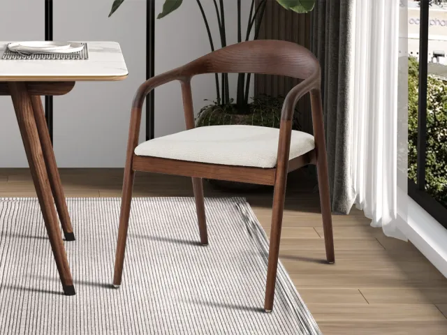 Mobistoxx Stoel GAMBAS massief essenhout walnoot/beige stof