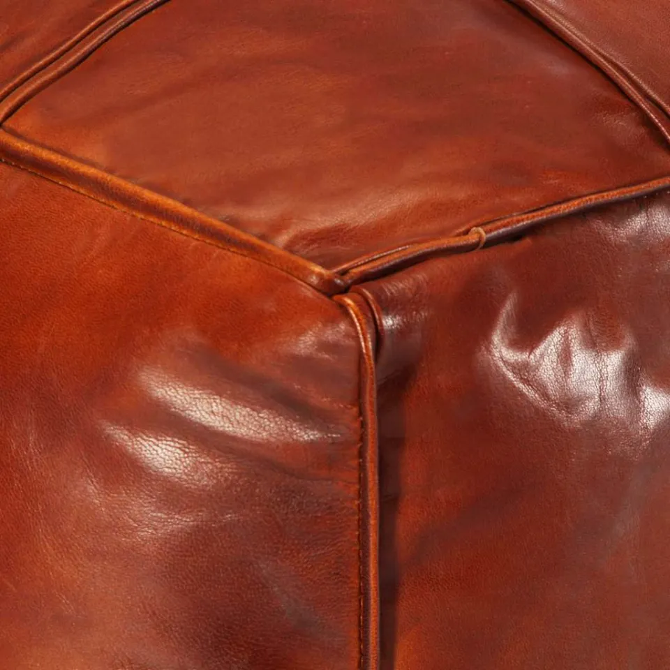 vidaXL Poef 60x60x30 cm echt geitenleer tan bruin, foto 4