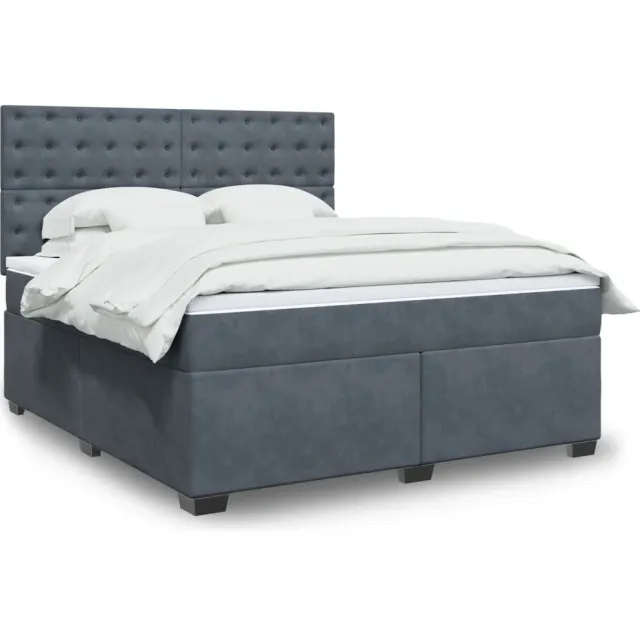 vidaXL Boxspring met matras fluweel donkergrijs 180x200 cm grijs