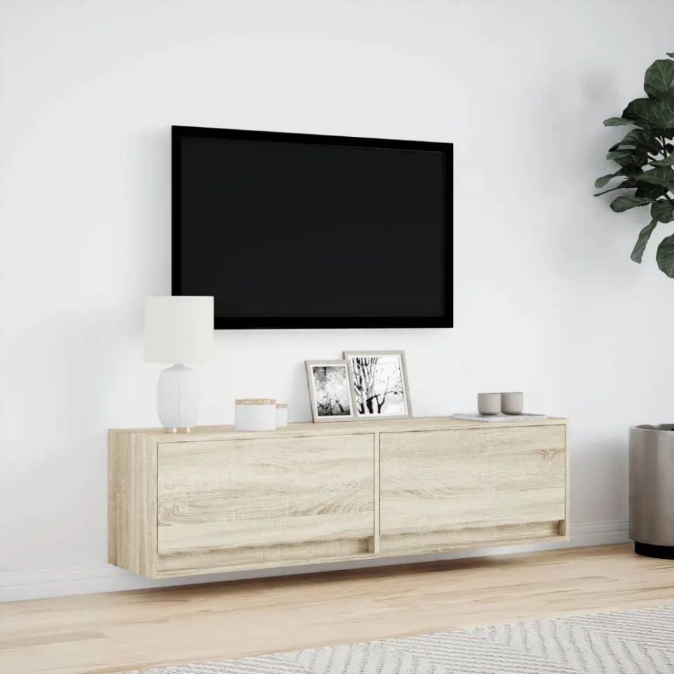 vidaXL Tv-wandmeubel met LED-verlichting 140x31x38 cm sonoma eiken, foto 2