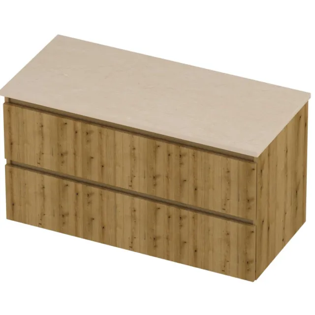 Proline Deck Badmeubelset Hardsteen Symmetrisch Gefreesd 100x46x55 cm Sand Stone Urban Oak Eiken