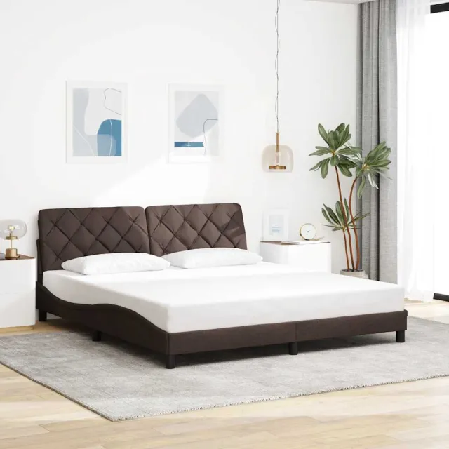 vidaXL Bedframe zonder matras stof donkerbruin 180x200 cm bruin